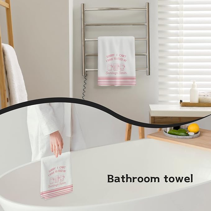 Funny Sourdough Baking Kitchen Towels, Gifts for Sourdough Bakers Tea Dish Towels for Kitchen, Baking Lover Gifts Decorative Hand Towels, 16x24 Inch Pink