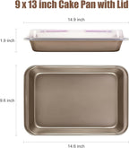 9x13 Baking Pan with Lid, Non Stick Sheet Pans for Baking, Rectangle Cake Pan Carrier with Lid and Handle