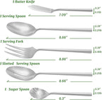 DEACORY 5-Piece Silverware Stainless Steel Matte Finished Flatware Thick Heavy Hexagon Cutlery Serving Utensils Set