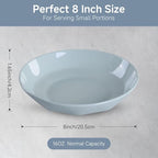 Small Pasta Bowls Set of 8, 16 Oz, 8 inch,Salad bowls, Ceramic bowls, Microwave & Dishwasher Safe, Light Colored Diamond-cut Edge