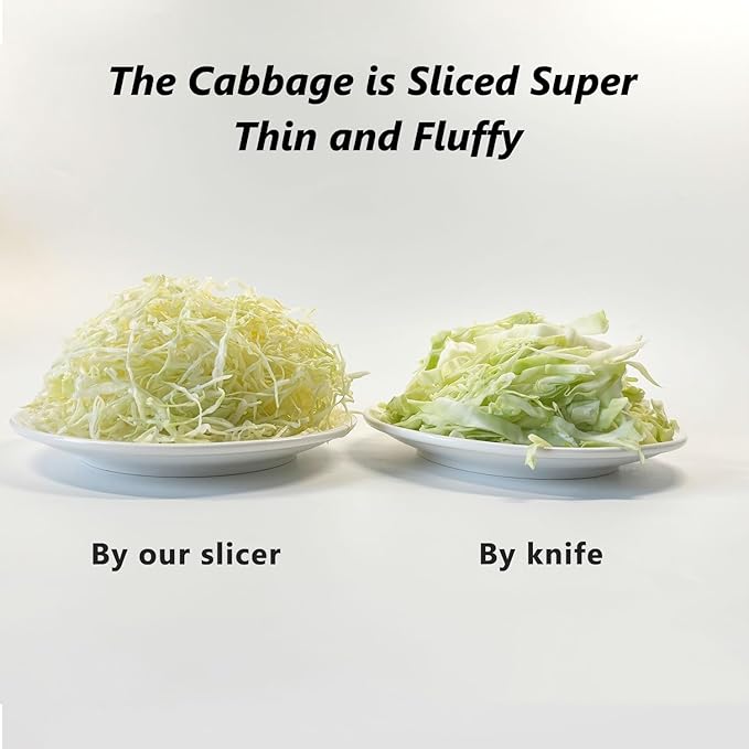 キャベツ スライサー 千切り Fixed Thickness Vegetable Slicer – Ultra-Thin Cabbage Shredder for Salads, Jicama Tacos, Onion, Potato Chips – Fine Fluffy Cuts Mandoline Kitchen Tool (Black)