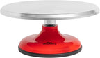 Fat Daddio's TT-1255 Revolving Cake Stand, Red and Silver