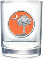 Heritage Pewter Palmetto Double Old Fashion | Double Rocks Glass 14 OZ for Liquor | Expertly Crafted Pewter Glass