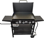 Griller's Choice Gas Griddle with Hinged Hood & Wind Guards, 4 Shelves, Propane Griddle for Flat Grills Outdoor Cooking, Front Grease Management, Steel Flattop Grills Surface, Precision Heat Control
