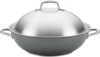 Anolon Accolade Forged Hard Anodized Nonstick Wok / Stir Fry Pan with Lid, 13.5 Inch - Moonstone Gray