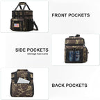Expandable Large Tactical Lunch Box for Adults, Heavy Duty Durable Lunch Cooler Bag with MOLLE Lunch Pail for Work Camping Fishing Picnic (Black-Camo, 24L)