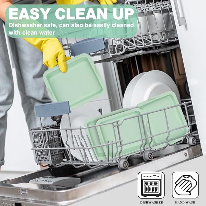 4 Pcs Layer Cake Pans Set, 6 Inch Rainbow Cake Baking Pans,Silicone Cake Molds for Mother's Day Pizza Vegetable Pancake Quiche and Resin Crafts (Square)