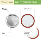 Dalzom® 72Pcs Canning Lids Wide Mouth, Premium Mason Jar Lids for Ball, Kerr Jars - Food Grade Material, 100% Fit & Airtight for Wide Mouth Mason Jars