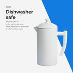 Frieling Double-Walled French Press Coffee Maker - Stainless Steel Coffee Maker with Reusable Filter (34 Fl Oz, White)