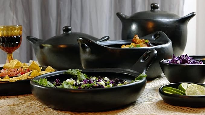 Authentic Chamba Casserole - Elegant Handmade Black Clay Cooking Pot with Cover - Perfect for Soups, Stews, Braises & More - Versatile & Durable - Stovetop Safe - 3 Qt.