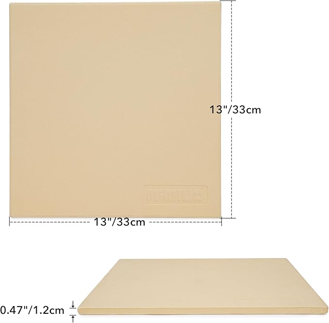 Pizza Stone for Oven and BBQ Grill, 13 inch Square Bread Baking Stone, Heavy Duty Large Ceramic Pizza Pan for Baking Pie Cookie and Cheese