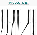 Kitchen Tweezer Tongs Set,6 Pcs Kitchen Tweezers,6.3" Cooking Tweezers Set,Stainless-Steel Food Chef Culinary Tweezers Tongs for Baking Decorating Feeding Plating,Black