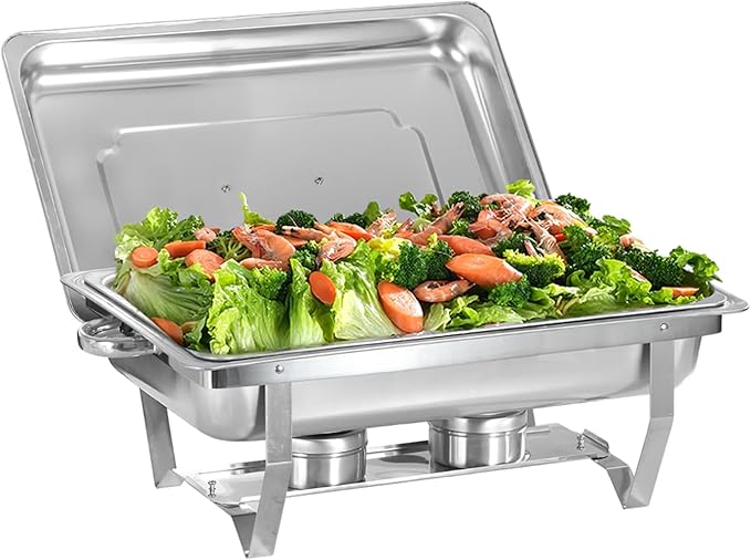 Chafing Dish Buffet Set, 8 Qt 1 Pack, Stainless Steel Rectangle Catering Warmer Server for Parties, Dinners, Catering, Buffet and Weddings