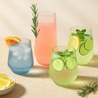 48 Pack Ribbed Origami Ripple Plastic Glasses 24 9oz Stemless Champagne Flutes & 24 12oz Cups BPA-Free, Disposable, Shatterproof Drinkware for Weddings, Bars, Events (Color Collection Ribbed)