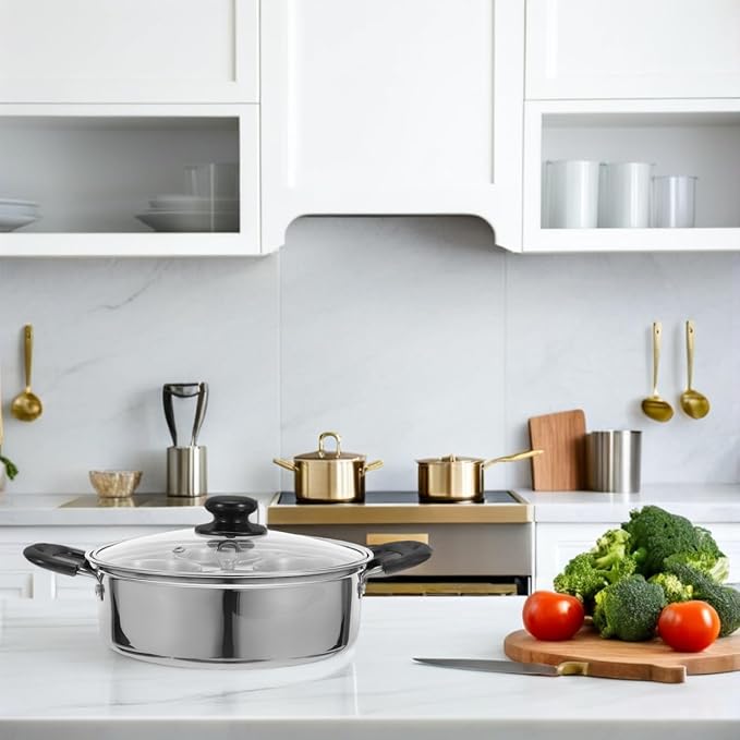 DECHOUS Egg Poacher Pan Nonstick 4 Eggs Stainless Steel Food Steamer Pot With Detachable Cups & Lid For Breakfast And Meal Prep