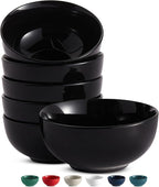 KooK Soup Bowls, Cereal Bowl, Ceramic, Bowls for Kitchen, Microwave, Dishwasher and Freezer Safe, Porcelain Dishes for Pasta, Salad, Oatmeal, Deep Interior, 20 oz, Set of 6, (Black)