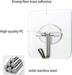 COLOGO 100 Pack Adhesive Hooks 24lb(Max) Heavy Duty Self Adhesive Hooks, Transparent Reusable Seamless Adhesive Wall Hooks for Kitchens, Bathroom, Office