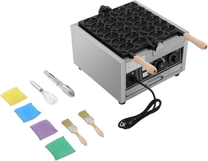 1800W Commercial Egg Bubble Waffle Maker, 12 Grids Electric Waffle Maker Non-Stick Stainless Steel Belgian Waffle Iron w/Time & Temper Adjustable|180°Rotating, Large Waffle Machine for Restaurant