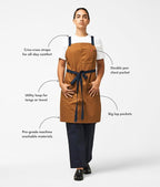 hedley & bennett Crossback Apron - Crossback Chef Apron with Pockets - 100% Cotton Denim, 8oz - Oyster Grey