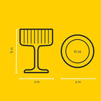 JoyJolt Elle Fluted 10oz Coupe Glass Set of 2, Unique Champagne Glasses for Cocktails and Martinis, Ribbed Vintage Style Drinking Glasses