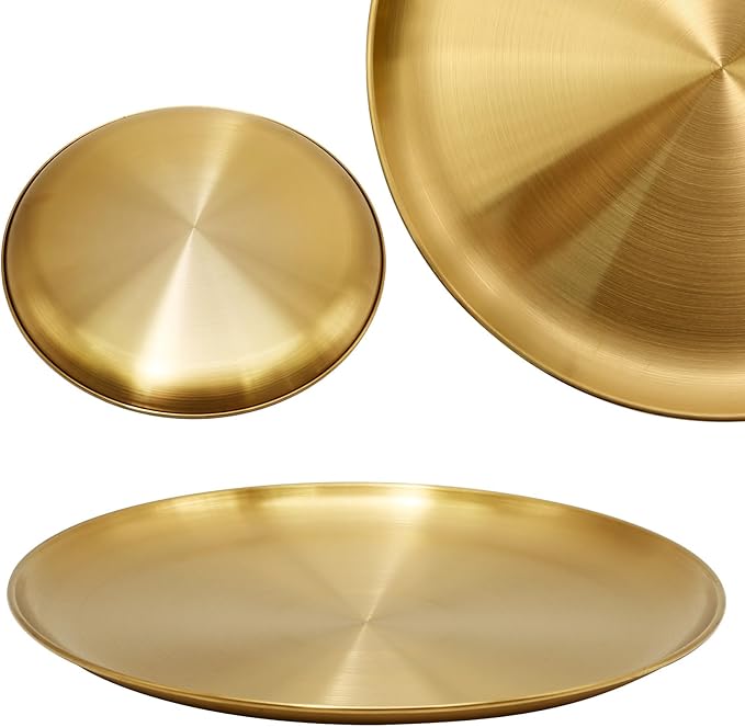 13.5 Inch Stainless Steel Pizza Pan Set of 4, Commercial Grade Restaurant Pizza Tray, Heavy Duty & Warp-Resistant for Oven, Grill & Party - Dishwasher Safe Baking Sheet
