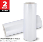 Stock Your Home 8" x 50' Vacuum Seal Bags Rolls (2 Pack), Vacuum Seal Bags for Food Saver, Freezer, Microwave, and Boil Safe Vacuum Sealer Bags Rolls