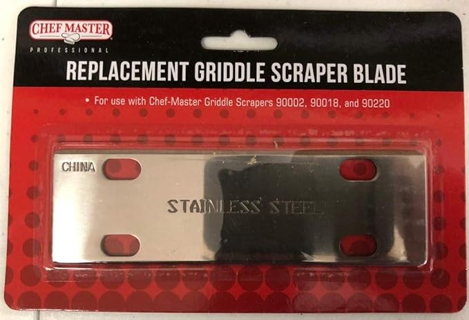 Replacement Blade for Chef Master Griddle Scraper by FryOilSaver Co., 5 1/2" Wide x 1.2mm Thick Stainless Steel Reversible Blade Fits to Most Griddle Scrapers, Double Beveled Edge for Chrome Griddles
