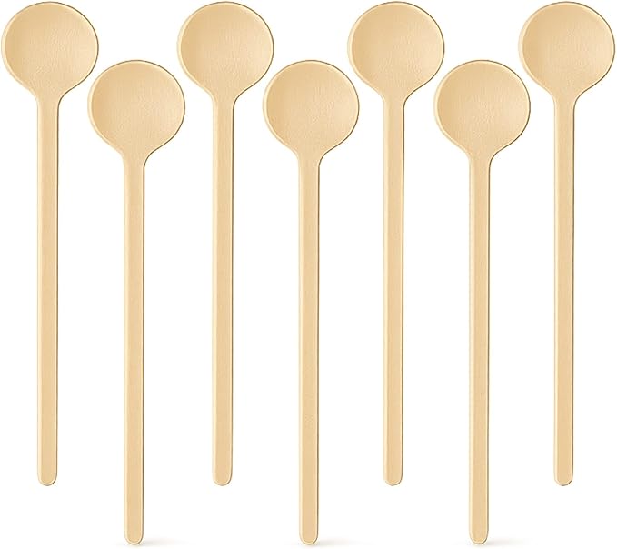 6.25" Custom Wooden Coffee Stirrers with Round Heads – Customizable Stirrer Sticks with Logo or Text | Eco-Friendly Drink Stirrers for Coffee, Tea, Beverages & Events (6.25" - Pack of 50)