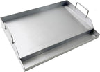 Direct Store Parts DS126 Stainless Steel BBQ Cooking Griddle, Universal Flat Top Griddle with 2 Handles for Most Gas Grills, W18"×D12.5"×H2.75", Heavy Duty Stainless Steel Griddle 1pc, Middle size
