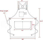 AFUN Chef Aprons for Women Men with Large Pockets, Cotton Canvas Cross Back Water Repellent Work Apron, Size M to XXL (Cream)