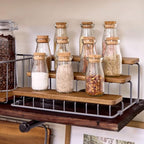 iDesign Ria Safford Collection Acacia Wood and Wire Three Organizer, 12" x 8.5" x 5", 3 Tier Spice Rack