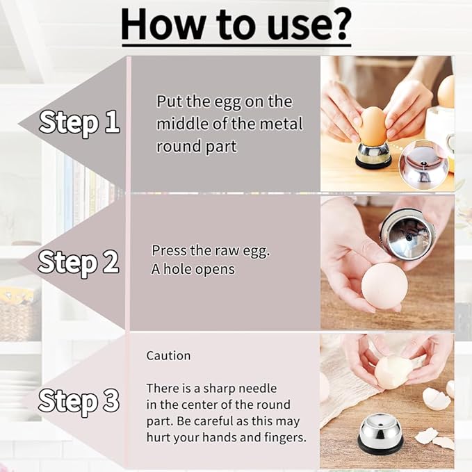 Egg Piercer for Raw Eggs, Stainless Steel Needle Egg Punch, Egg Poker with Sharp Pin to Get Good Hard Boiled Eggs, Hard Boiled Egg Peeler, Anti-rust Easy Egg Peeler Kitchen Tools