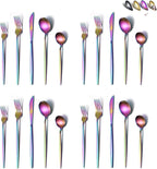 Matte Rainbow Flatware Set 40 Pieces, Stainless Steel Colorful Silverware Set, Titanium Plating Matte Rainbow Cutlery Set, Matte Rainbow Utensil Sets, Service Set for 8 (Matte Rainbow)