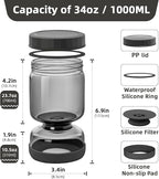 WhiteRhino Pickle Jar with Strainer Flip,34oz Pickle Container Pickle and Olive Hourglass Jar,Glass Flip Pickle Jar Juice Separator Jar with Airtight Lid for Jalapeno Gherkin