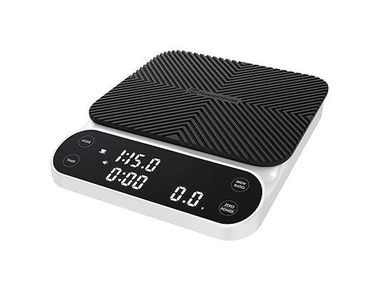 Maestri House S3 Coffee Scale with Timer, 3kg/0.1g Rechargeable Digital Scale, 3 Brew Modes, Adjustable Ratios & Flow Rate Display, Barista-Grade for Pour-Over, Espresso, French Press –White