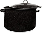 Granite 21 Qt Stockpot, Nonstick Soup Pot With Lid, Speckled Enamel Ware Cookware, Large Stock Pot For Boiling and Cooking, Big Granite Cooking Pot for Stovetop, Campfire, Outdoor Stove
