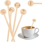 5.98inch Custom Drink Stirrers, Wooden Coffee Stirrers 50 Count Personalized Stir Sticks Wood Beverage Mixer with Smooth Ends, Swizzle Sticks for Wedding Cocktail (5.98inch)