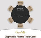 Exquisite Party Solids 12-Pack Premium Plastic Tablecloth 84in. Round Table Cover - Black