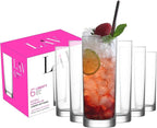 LAV Highball Glasses Set of 6 | Lead-Free Elegant Tall Glass, Tom Collins, Bar Beverage Glassware for Water, Mojito, Iced Coffee, Juice, Cocktail, Mixed Drinks, Restaurant, Drinking Cups | 12.2 oz