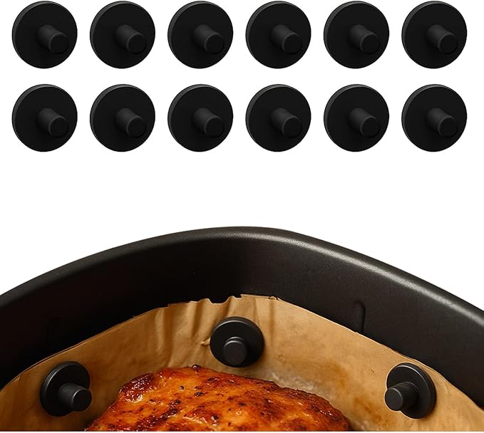Air Fryer Liner Silicone Magnets 12Pcs, High Temp Resistant Parchment Paper Holder for Magnetic Air Fryers, Secures Disposable Paper Liner Safely, Prevents Burning & Food Covering (12pcs)