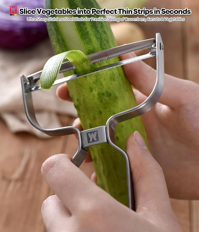 Stainless Steel Potato Peeler with Extra-Wide Peeling Blade, Great for Large Vegetables, Rust-Resistant, Cheese Slicer, Dual-Edged Blades, Corrosion-Resistance, Y-Peeler Shape