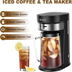 LITIFO Iced Tea Maker and Iced Coffee Maker Brewing System with 2.5-quart Pitcher, sliding strength selector for Taste Customization, Stainless Steel (Black 2.0)