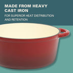 Gibson Home Addlestone 5 Quart Round Enamel Cast Iron Dutch Oven Pot With Lid & Dual Handles - Gradient Red