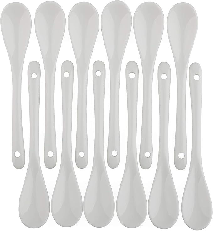 Porcelain Egg Spoons for Soft-Boiled Eggs Coffee Tea Desserts Ceramic Spoon Set of 12