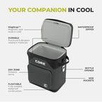 CORE Magnetic Leak Proof Soft Cooler with Waterproof Zipper | Insulated Bag Portable Ice Chest Box | Best Soft Cooler for Food & Beverages for Tailgating, Car Camping, Travel, and Family Beach Picnics