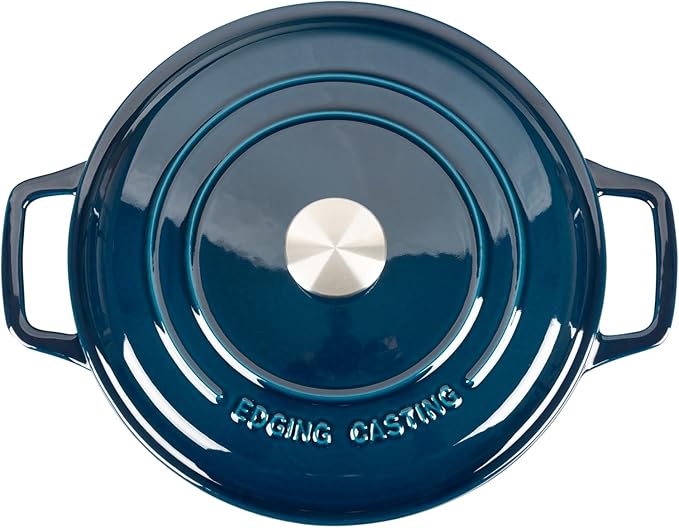 Enameled Cast Iron Dutch Oven Pot With Lid, Dutch Oven for Sourdough Bread Baking Round Pot Dule Handle, 7.5 Quart, Blue