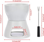 BSTKEY 400ML Ceramic Butter Warmer Set with 4 Forks, Fondue Pot Melting Pot Set, Melt Hot Pot Bowl Set For Cheese Chocolate Butter Caramel