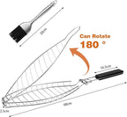 Fish Grill Basket, Stainless Steel Fish Grilling Rack For Oven With Detachable Handle , Large Whole BBQ Fish Grill Basket For Live Fish, NonStick Fish Basket for Grilling Perfect for Salmon, Veggies, And Seafood
