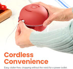 Choppi Cordless Electric Vegetable Chopper & Mini Food Processor for Dicing, Shredding, Mincing, and Puree, Portable and Rechargeable, 2-Cup, 500 mL, 4000 mAh Battery, Cherry Red