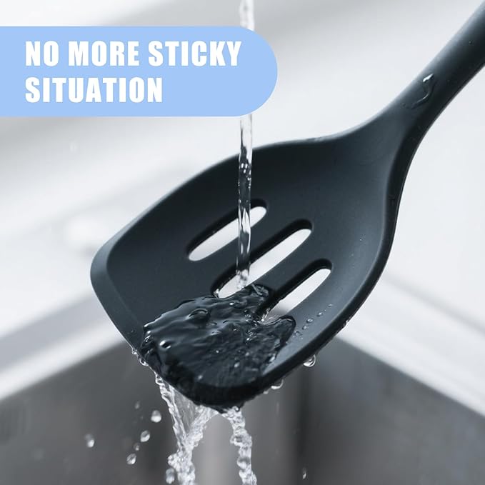 Kitchen Cooking Utensils Set Silicone Spatula Set-446°F Heat Resistant, Nonstick Black Cooking Set with Spatula, Spoon, Brush, Tongs Cooking Tools for New Kitchen/Home Essentials(32PCS)